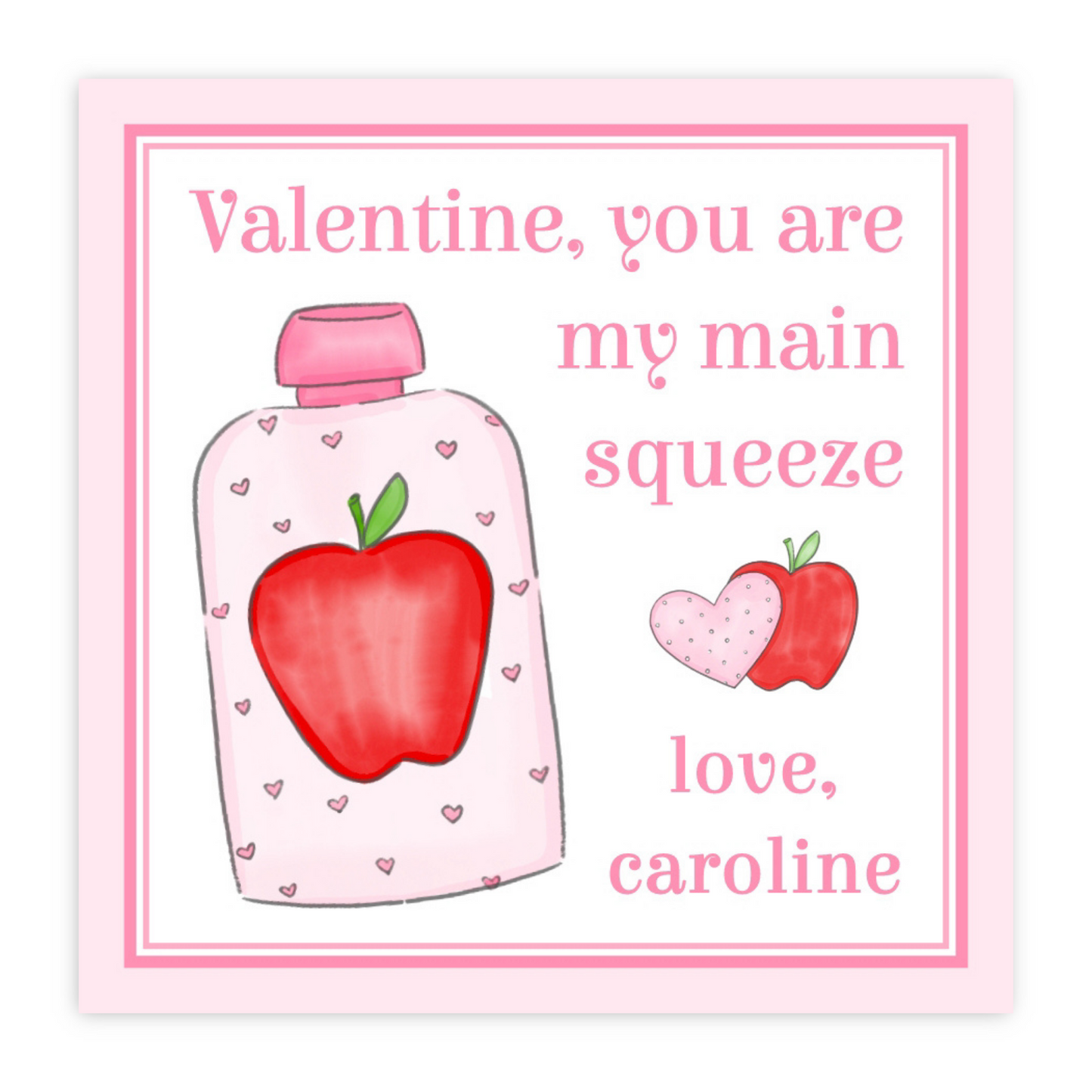 Apple Sauce Pouch Valentine (Pink)