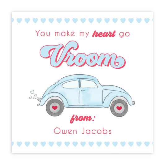 Retro Car Valentine (Blue)