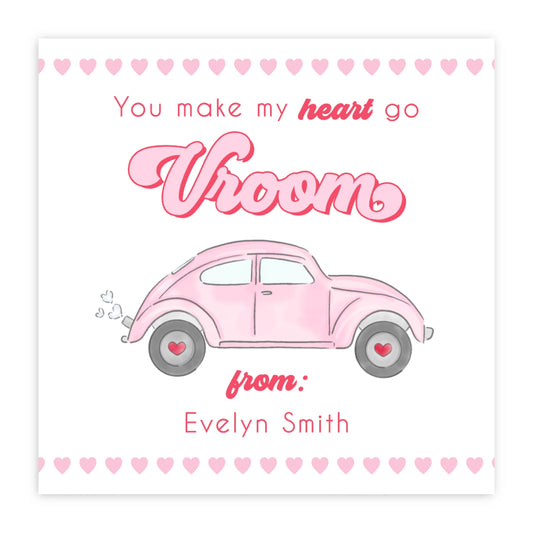 Retro Car Valentine (Pink)