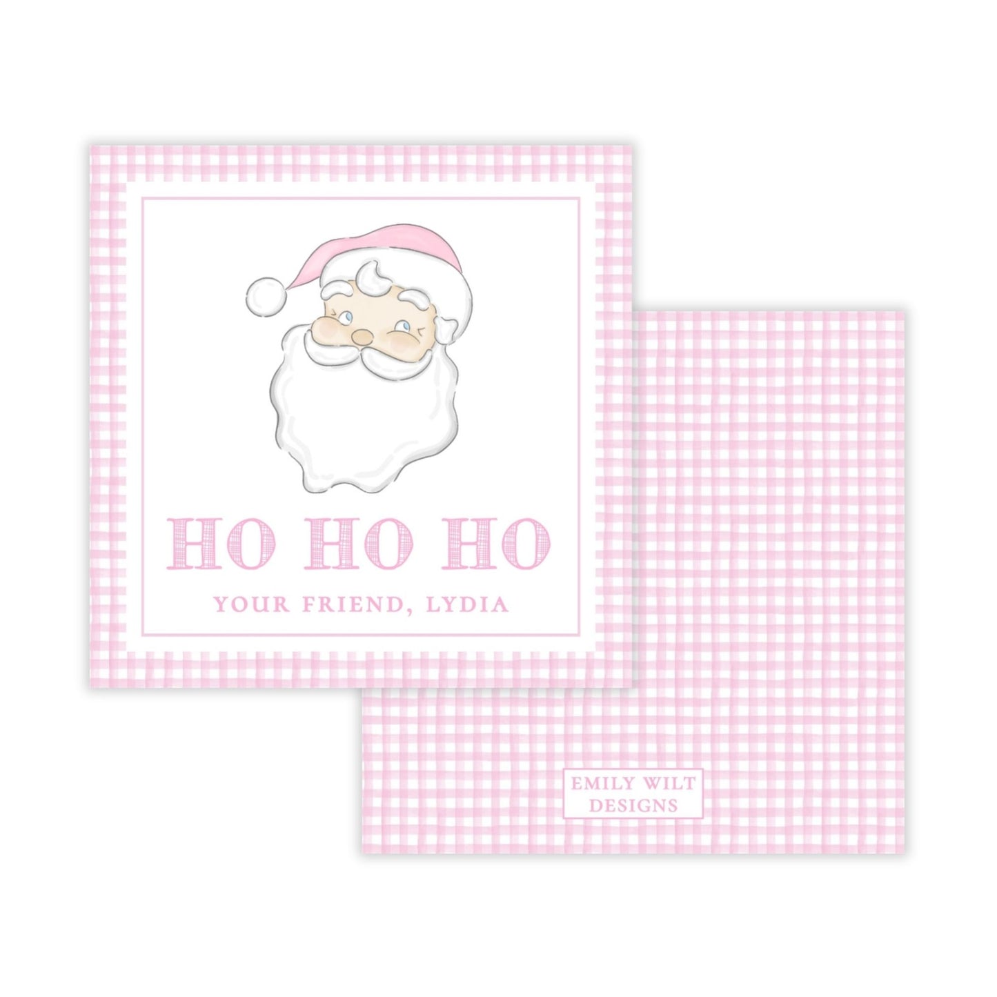 Kids Christmas Gift Tag - Santa (Pink)