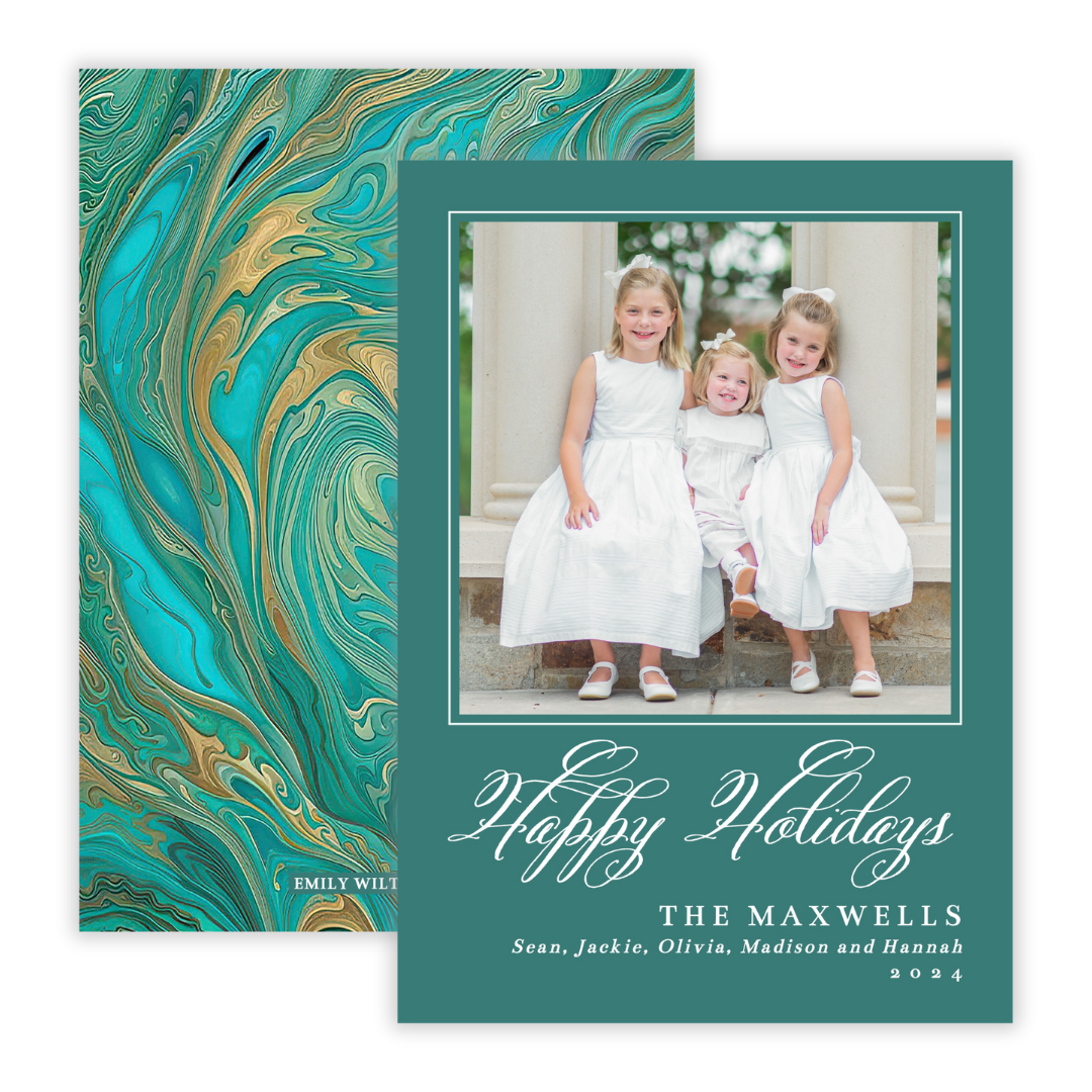 Christmas Photo Card - Marbled Merriment, Holidays