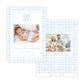 Birth Announcement Photo Card - Monogrammed Gingham, Blue (Portrait)