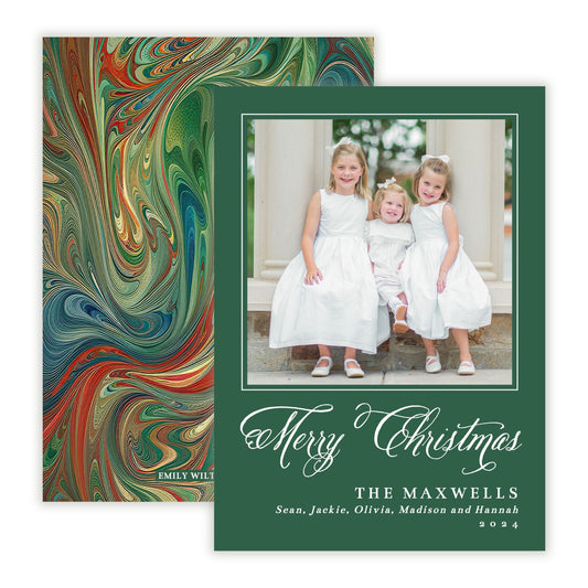 Christmas Photo Card - Marbled Merriment, Christmas (Portrait)