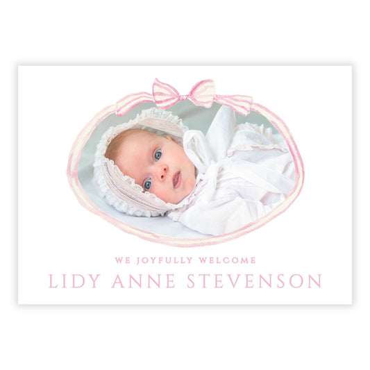 Birth Announcement Photo Card - Heirloom Moments, Pink