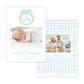 Birth Announcement Photo Card - Monogrammed Wreath, Blue (Portrait)