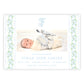 Birth Announcement Photo Card - Floral Vine, Blue (Landscape)