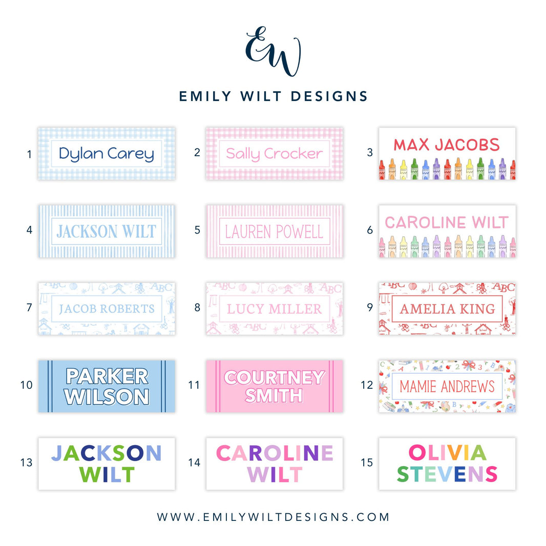 Everyday - Name Labels – Emily Wilt Designs