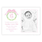 Birth Announcement Photo Card - Monogrammed Wreath, Pink (Landscape)