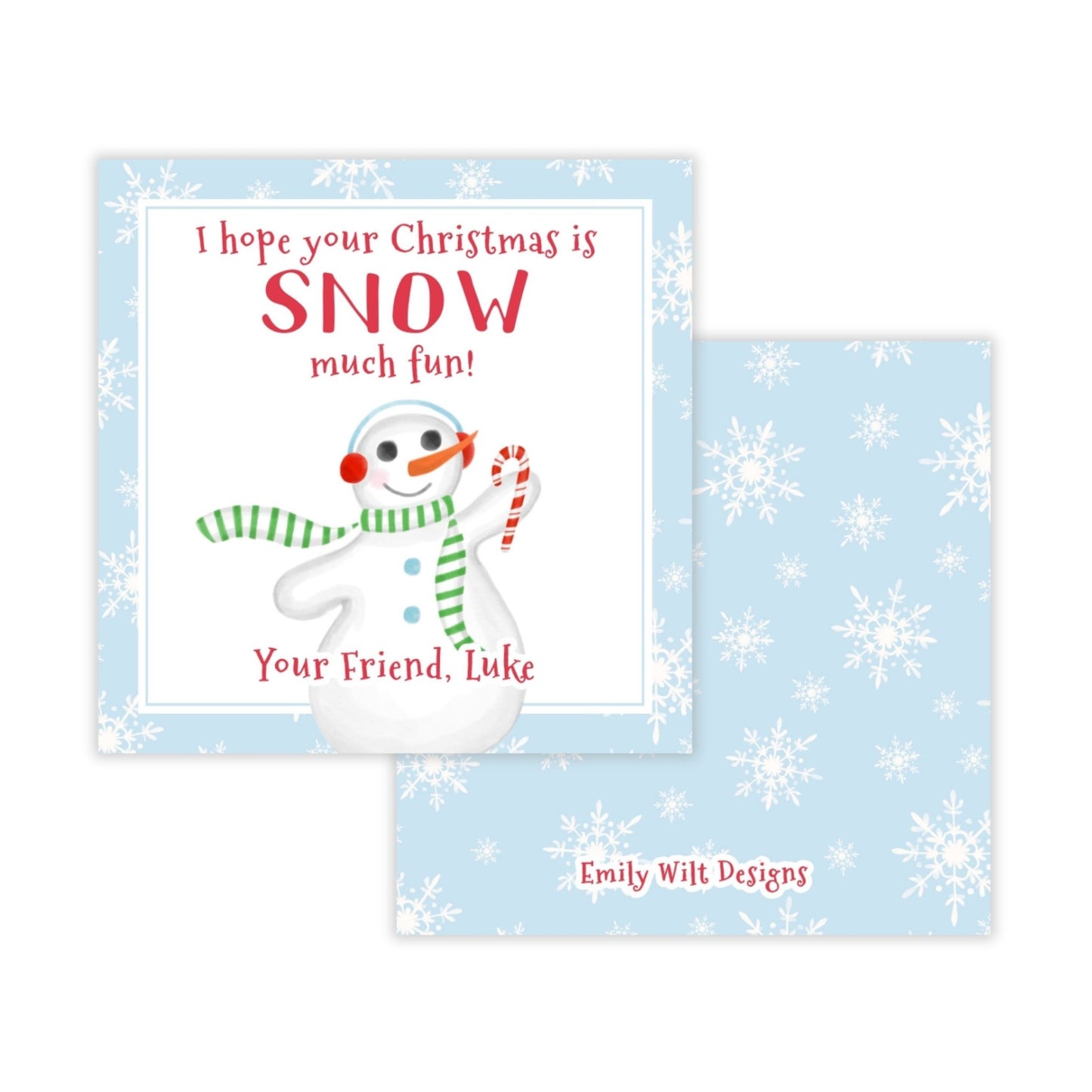 Kids Christmas Gift Tag - Snow Much Fun (Blue)