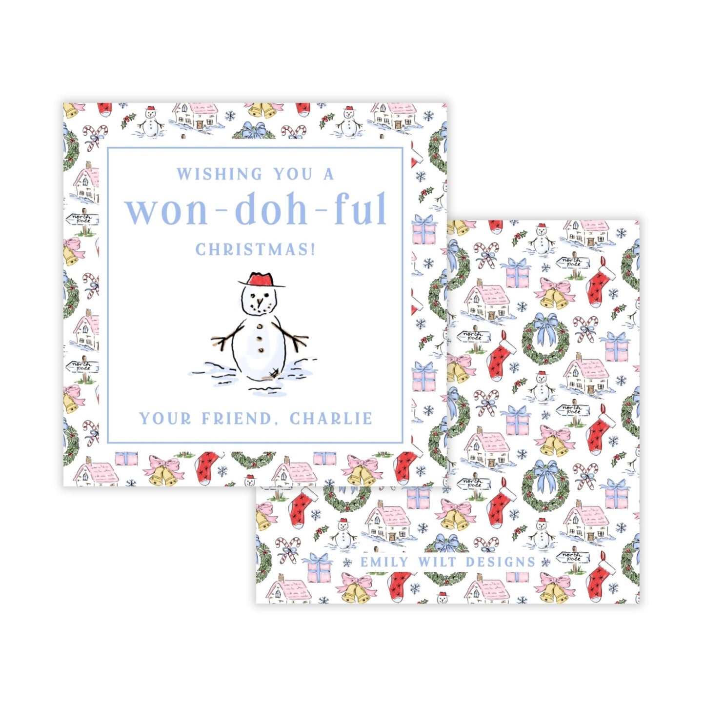 Kids Christmas Gift Tag - Snowman Doh