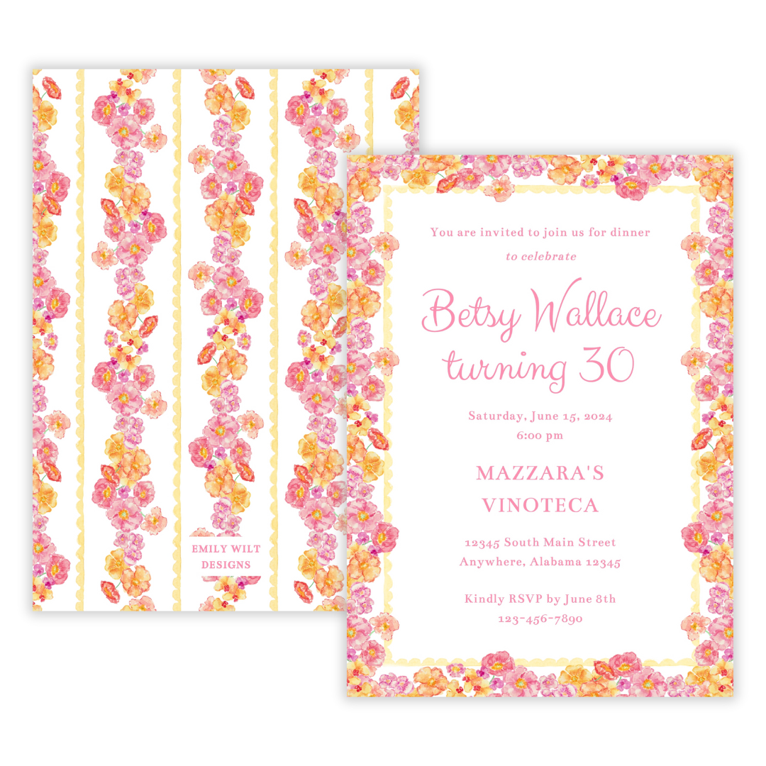 Bright Floral Birthday Invitation