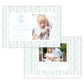 Birth Announcement Photo Card - Floral Vine Pattern, Blue (Landscape)