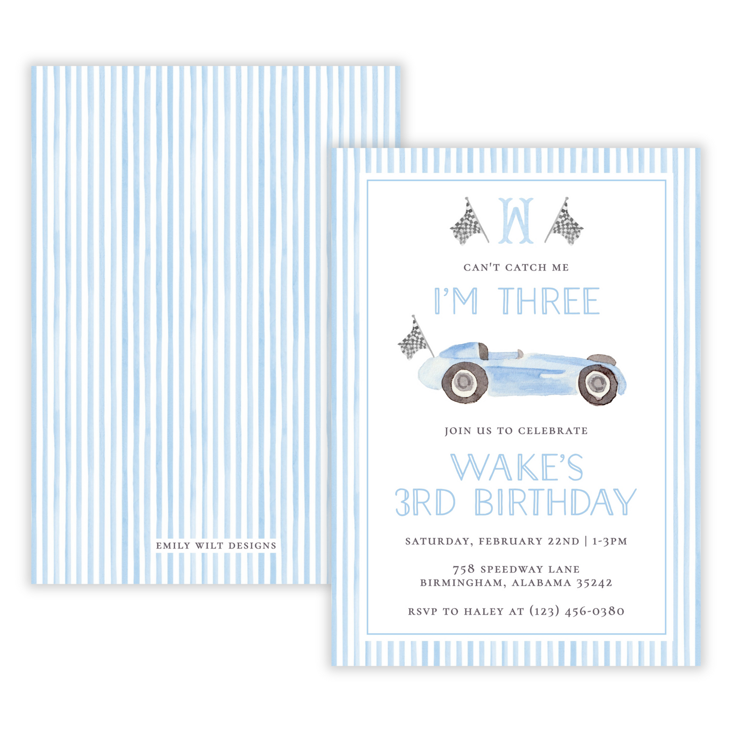 Race Car 3rd Birthday Invitations