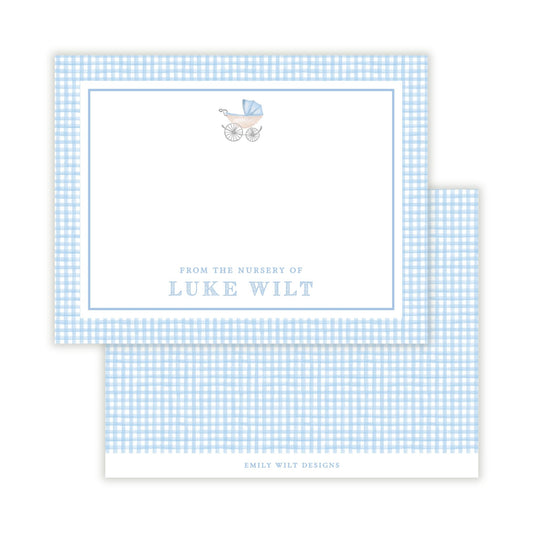 Personalized Baby Carriage Stationery (Blue)