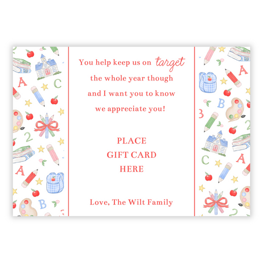 PRINTABLE Teacher Gift Card Holder - Preppy School Days, On Target