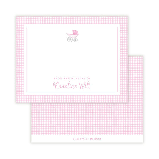 Personalized Baby Carriage Stationery (Pink)