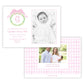 Birth Announcement Photo Card - Monogrammed Wreath, Pink (Landscape)