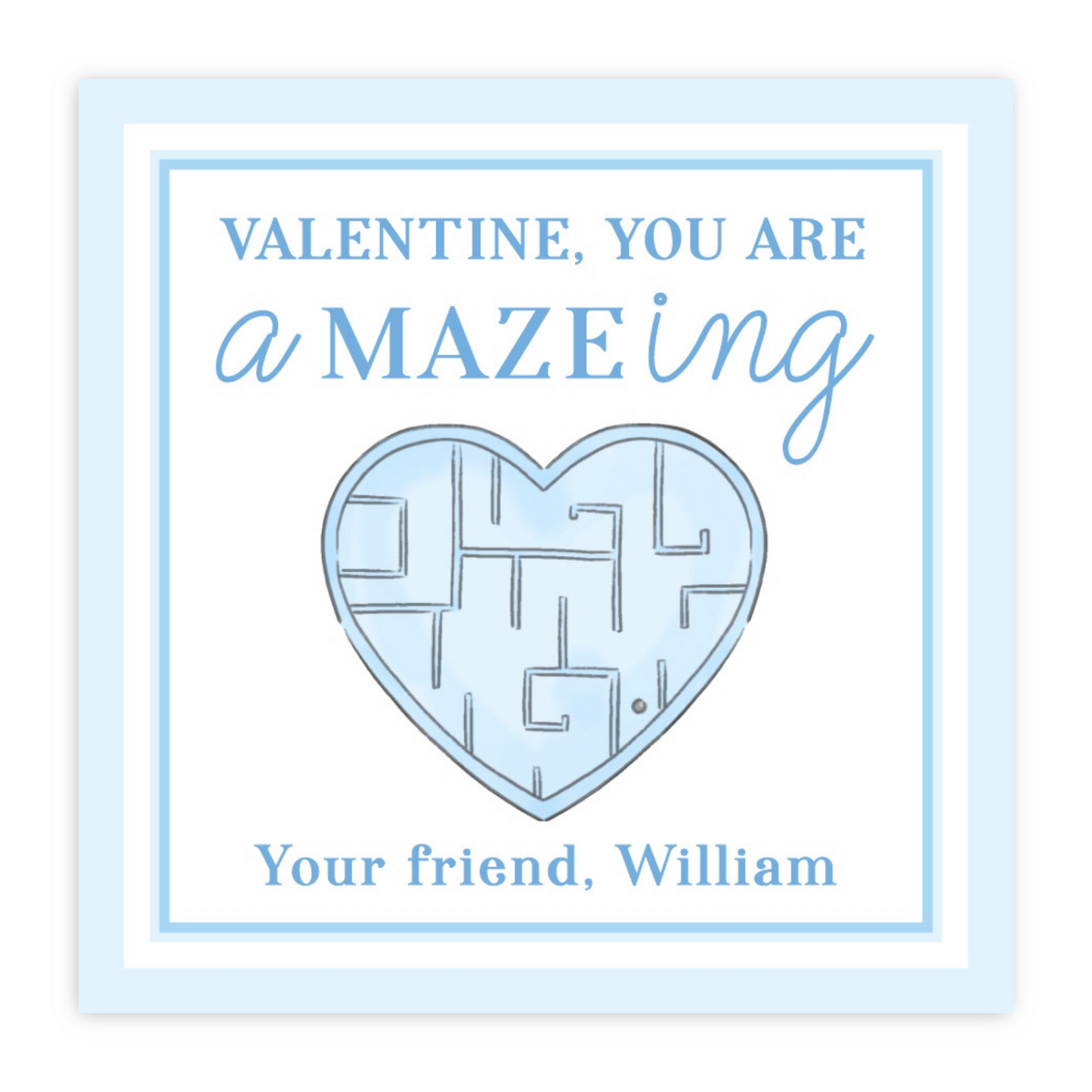 Heart Maze Valentine (Blue)