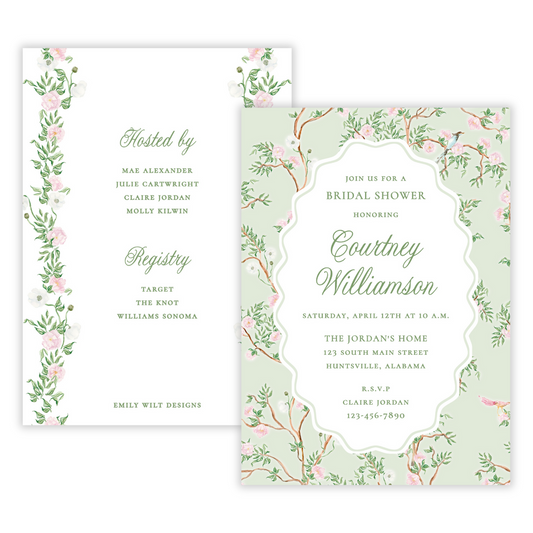 Spring Chinoiserie Bridal Shower Invitations