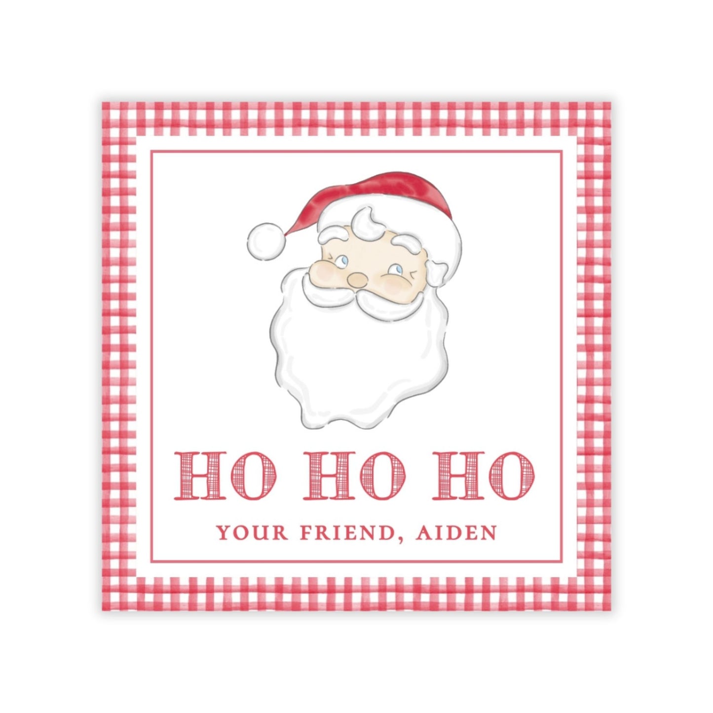 Kids Christmas Gift Tag - Santa (Red)