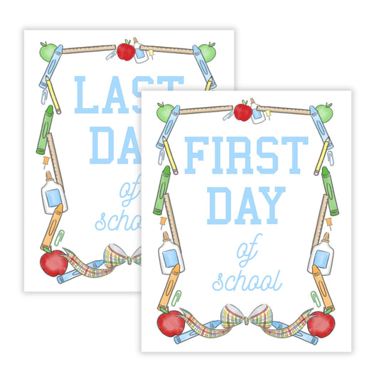 First and Last Day of School Sign - School Crest (Blue) - READY TO SHIP