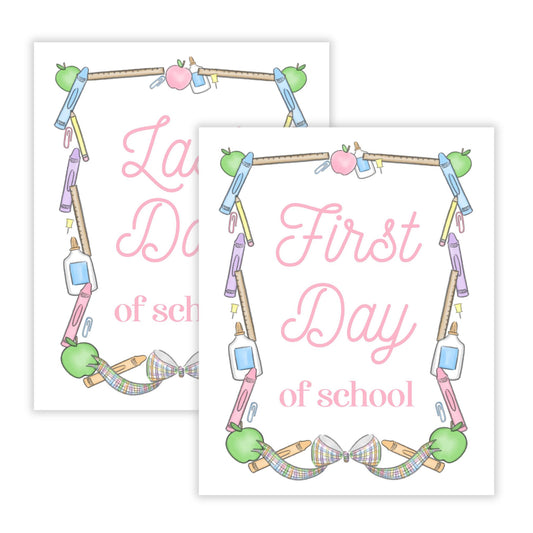 First and Last Day of School Sign - School Crest (Pink) - READY TO SHIP