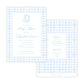 Gingham Monogrammed Baby Shower Invitations - Blue