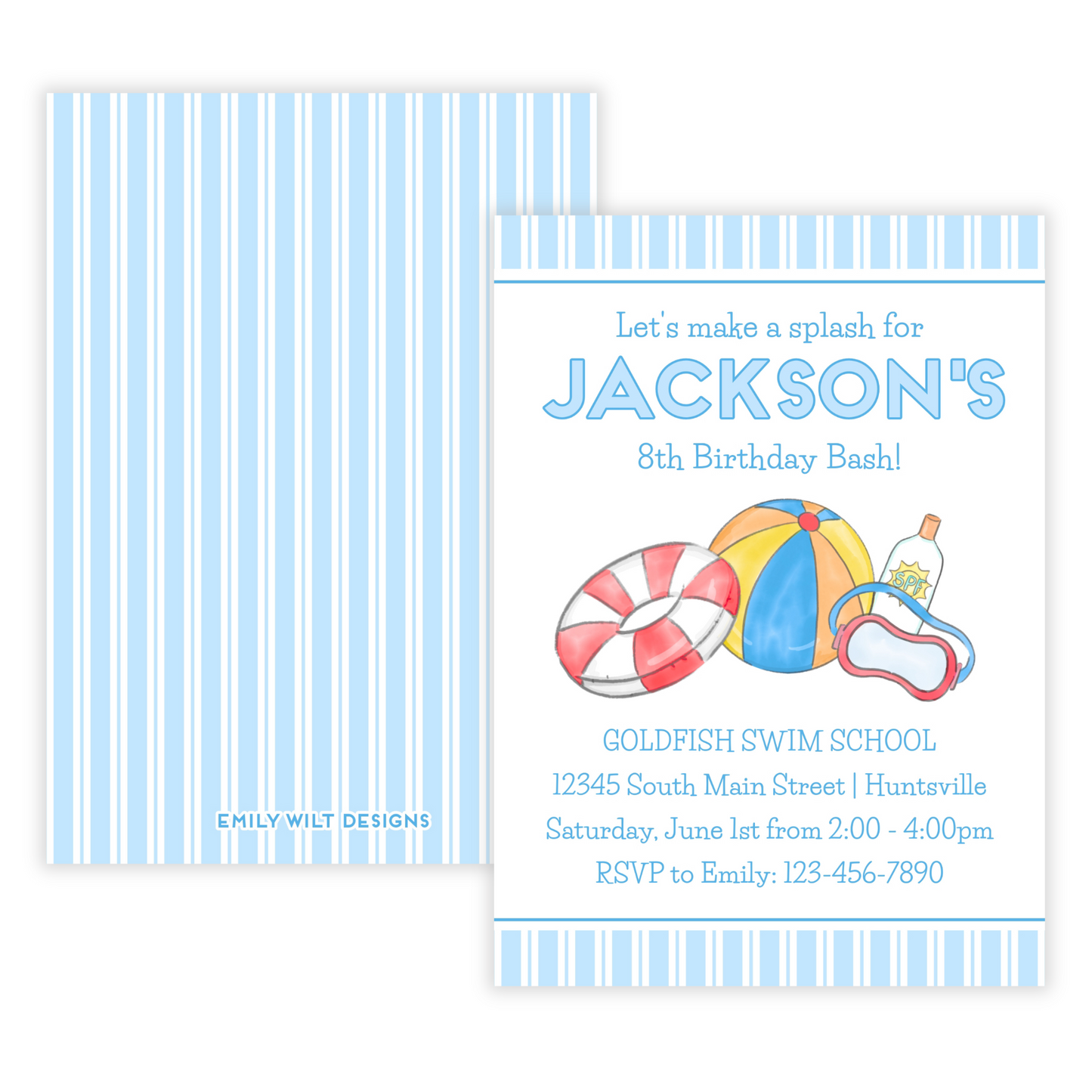Pool Party Invitations - Blue
