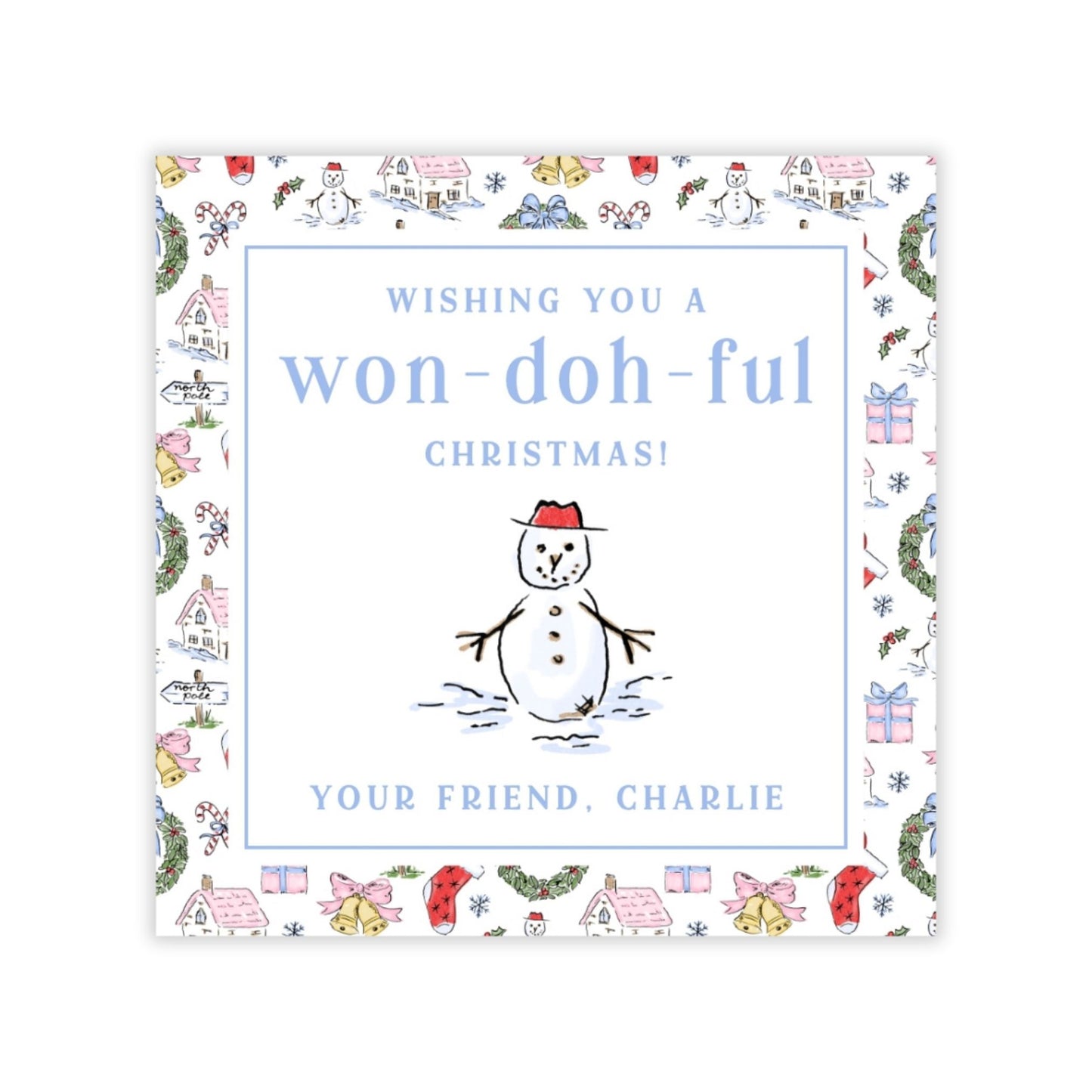 Kids Christmas Gift Tag - Snowman Doh