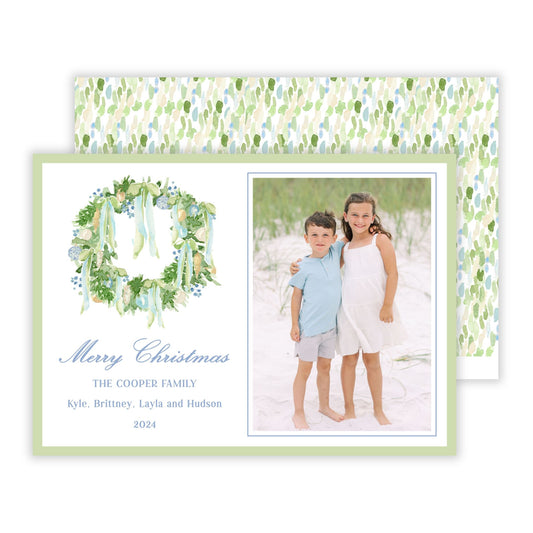 Christmas Photo Card - Luxe Noël (Wreath) (Portrait Photo)