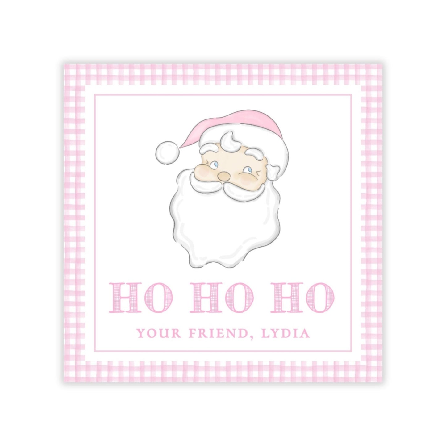 Kids Christmas Gift Tag - Santa (Pink)