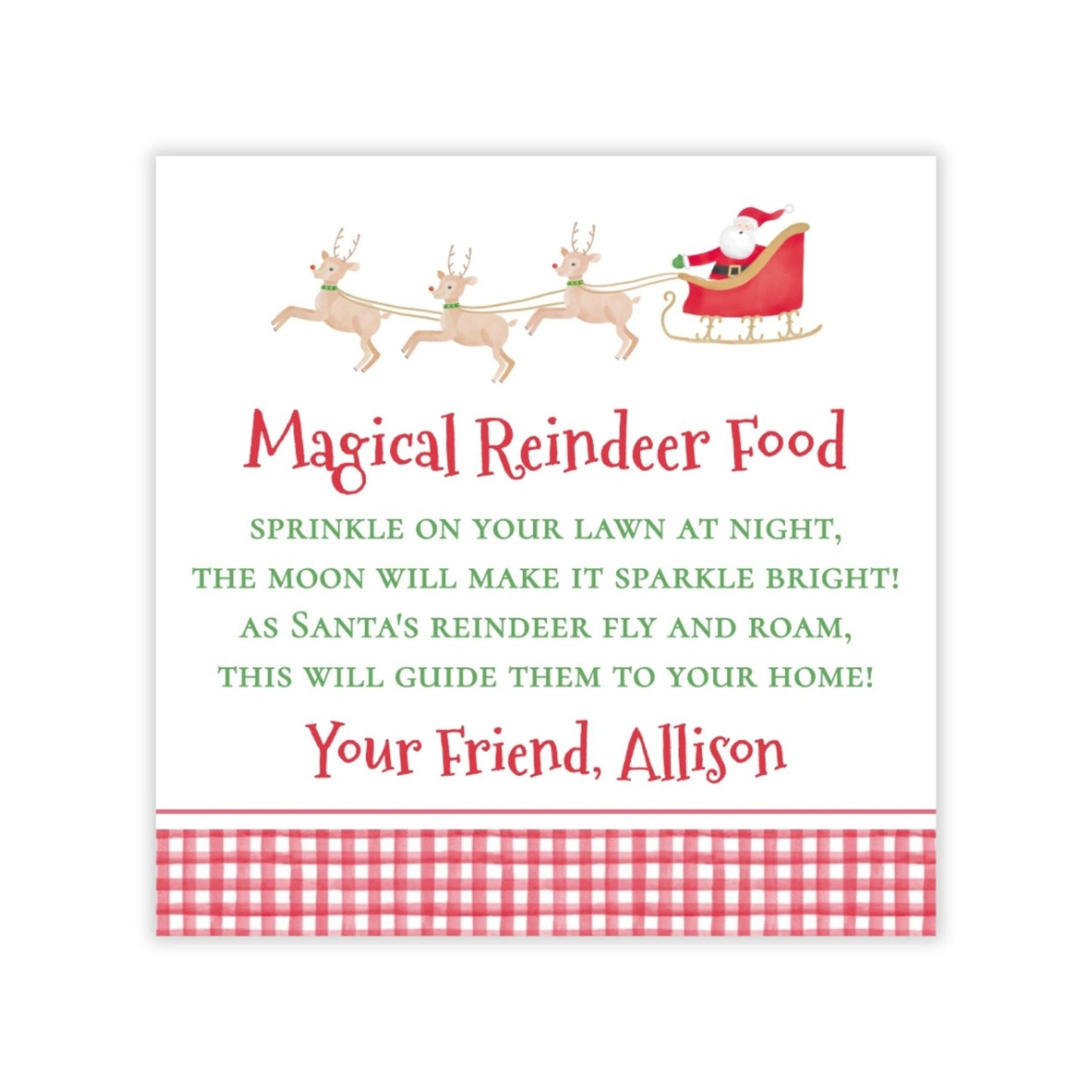 Kids Christmas Gift Tag - Reindeer Food