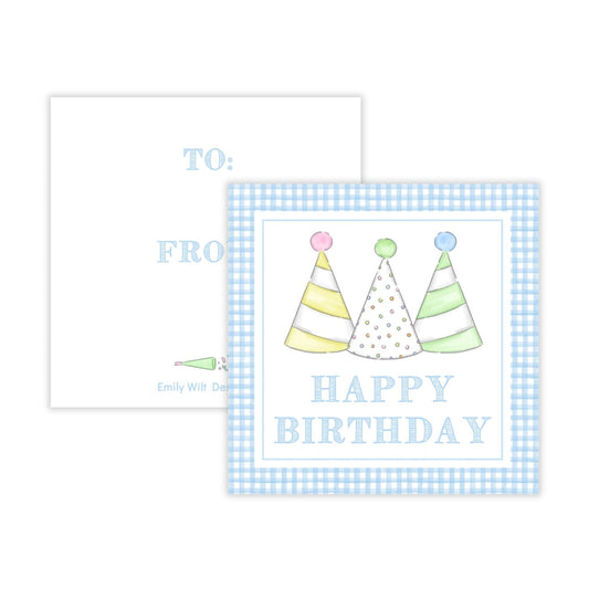 Set of 6 Gift Tags - Birthday Party Hats (Blue) - READY TO SHIP