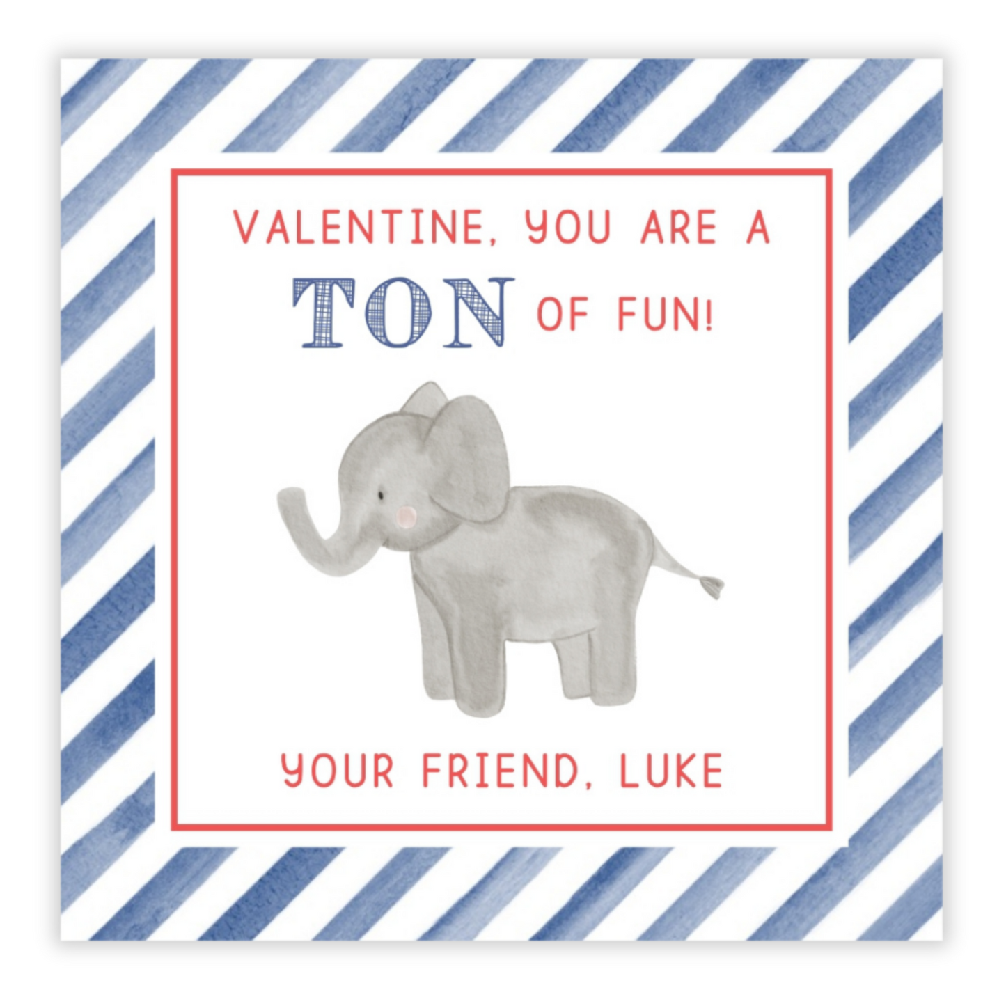 Elephant Valentine (Blue)