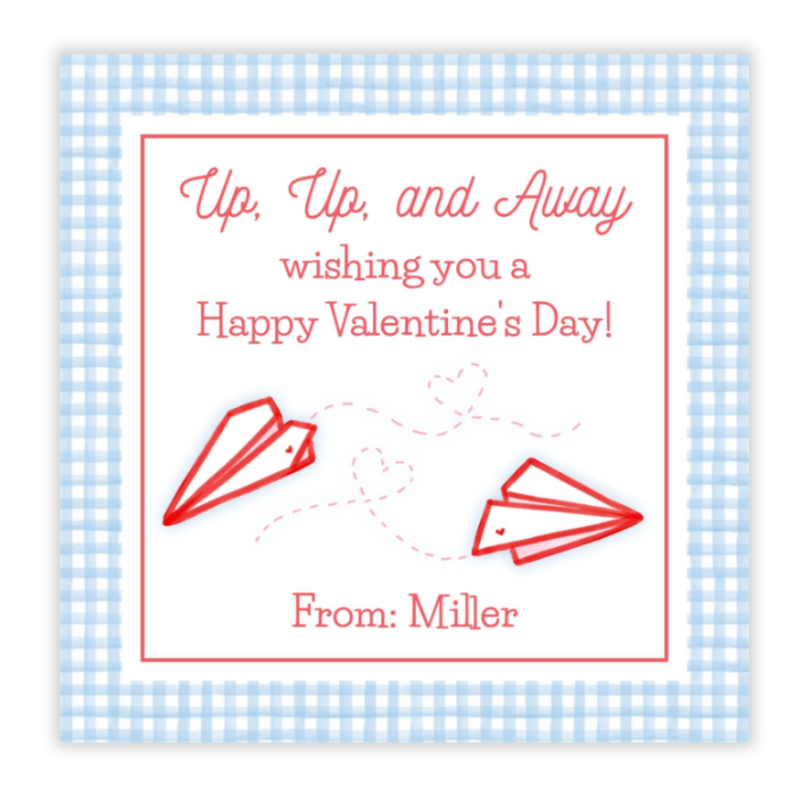 Paper Airplane Valentine (Blue)