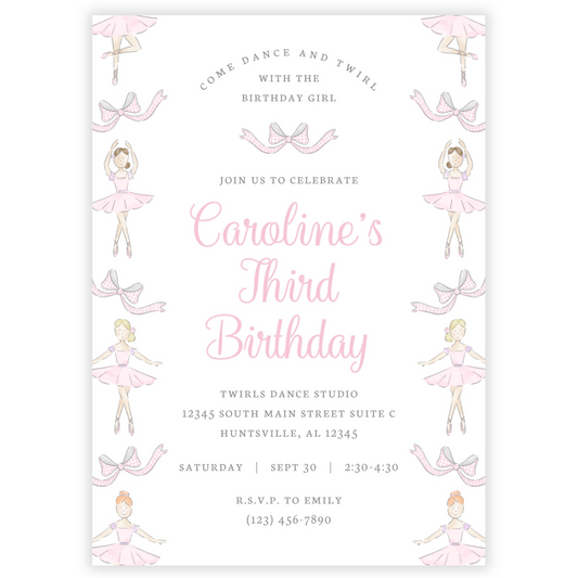 Ballet Birthday Party Invitation