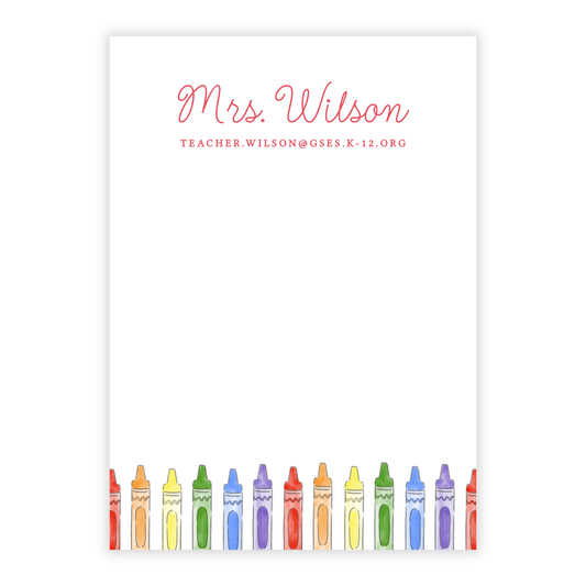 Primary Crayons Personalized Teacher Notepad
