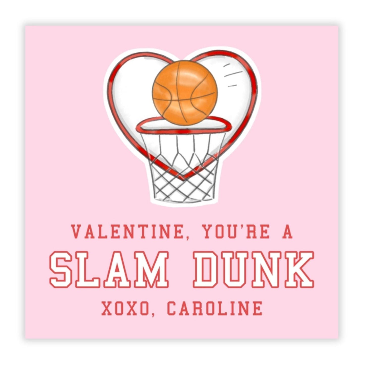 Basketball Valentine, Slam Dunk (Pink)