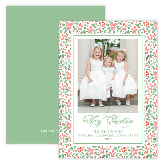 Christmas Photo Card - Painterly Festive, Red (Portrait)