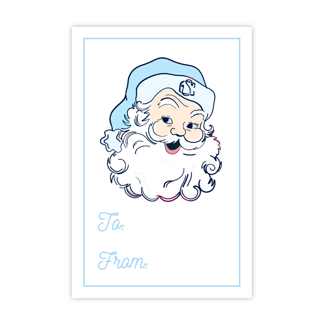 Holiday Gift Stickers (Sheet of 12) - Vintage Santa, Blue - READY TO SHIP