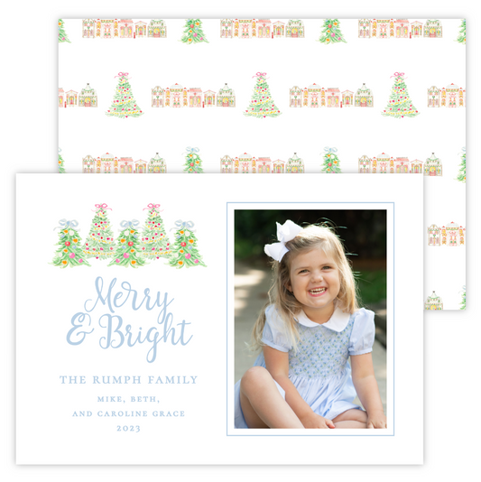 Christmas Photo Card - North Pole, Blue (Portrait Photo)