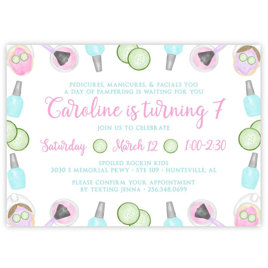 Spa Birthday Party Invitations