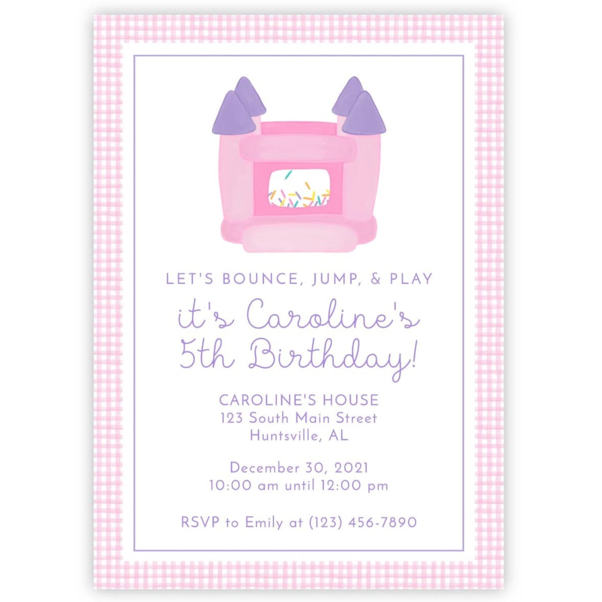Bounce House Birthday Party Invitations - Pink