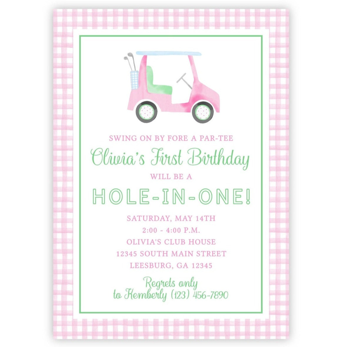 Golf First Birthday Invitations (Pink)