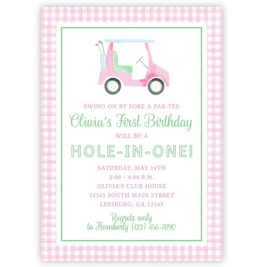 Golf First Birthday Invitations (Pink)