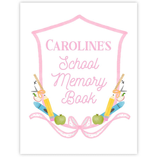 PRINTABLE School Memory Book Cover Page Template (Pink)