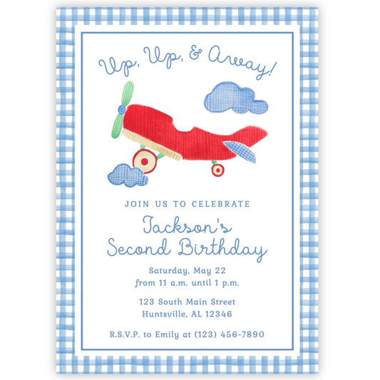 Airplane Birthday Party Invitations - Up Up and Away