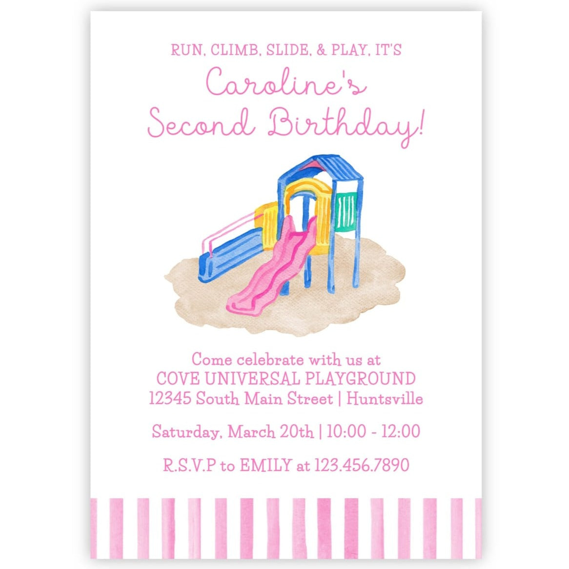 Playground Birthday Invitations - Pink