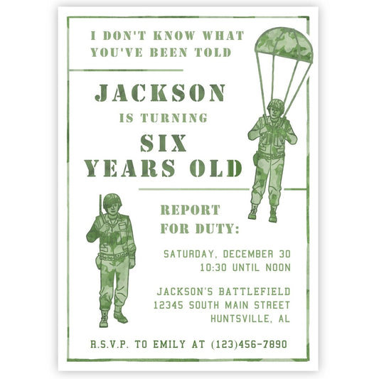 Army Man Birthday Invitation