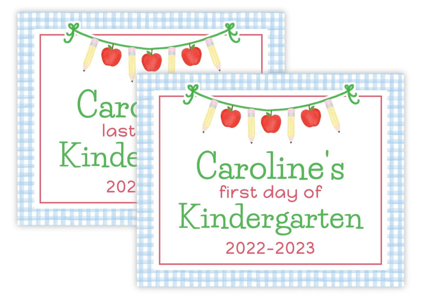 Personalized First and Last Day of School Sign - Apple Banner (Green)